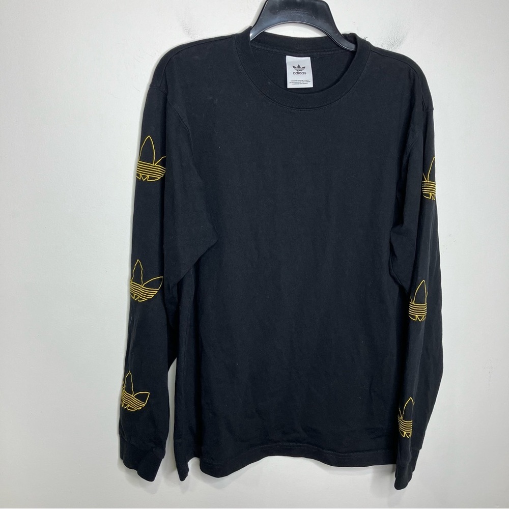 Adidas repeat trefoil logo long sleeve t-shirt black mens medium/large casual - Picture 3 of 10
